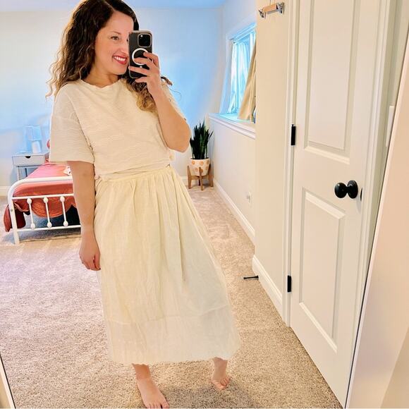 Vintage Antique Cream Lace Embroidered Maxi Skirt Medium - Picture 1 of 16